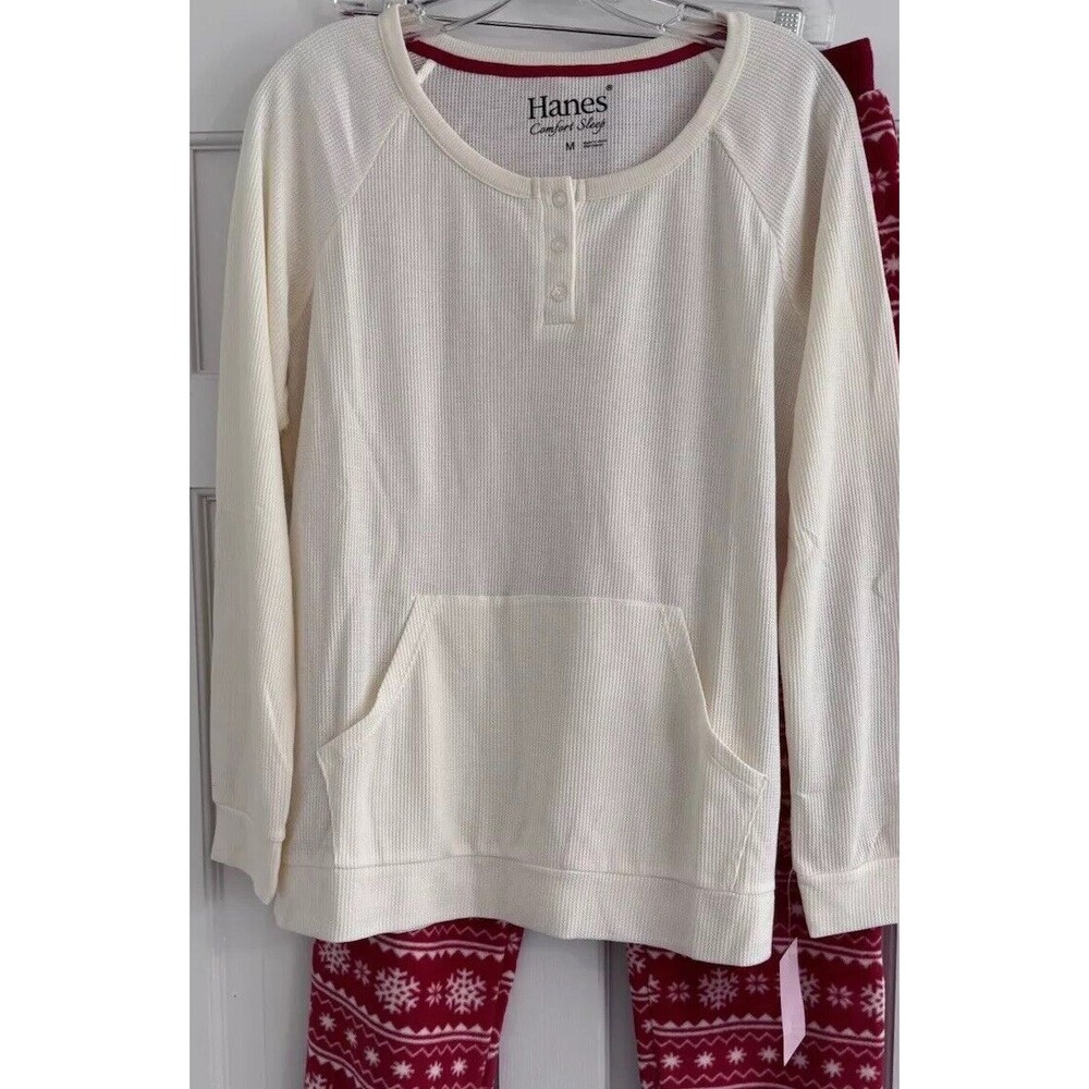 Hanes Comfort sleep Pajamas‎ Reg. Size MEDIUM NWT HOLIDAY SNOWFLAKE PRINT